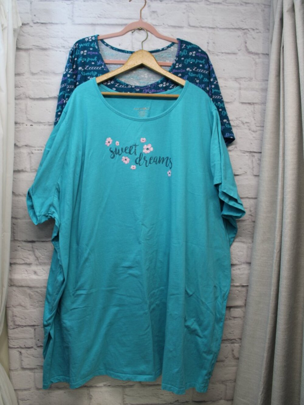 Dreams Co Plus 5X/6X 100% Cotton Blue Print Shortsleeve Summer Nightgown Bundle